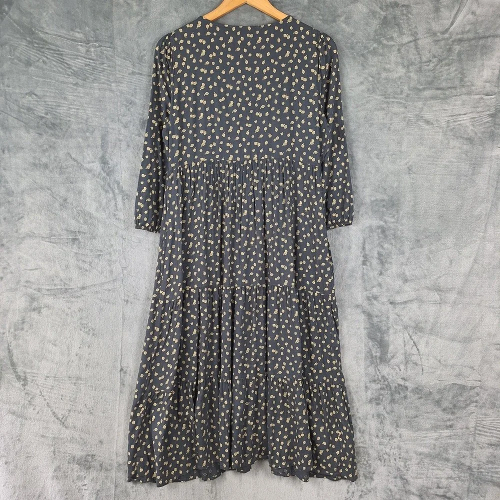Womens Dress Small Floral Midi Tiered Pockets‎ Cottagecore Boho Peasant Prairie